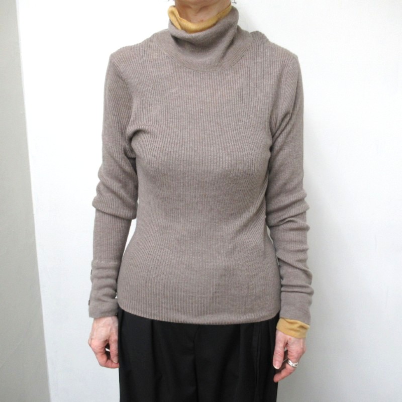 Audrey and john wad レイヤード袖配色タートルネックニット /CGY160